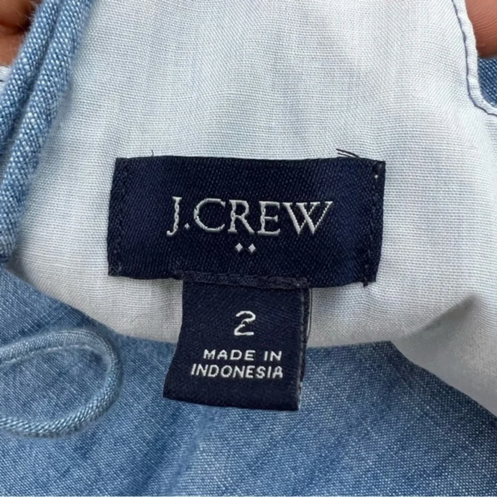 J.‎ Crew 100% Cotton Cami Top Women Shirt Size 2 Blue Front Scallop Trim Summer